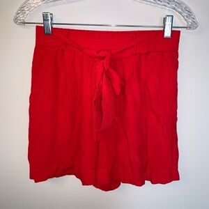 Aritzia Georgette Red Tie Up High Rise Shorts S